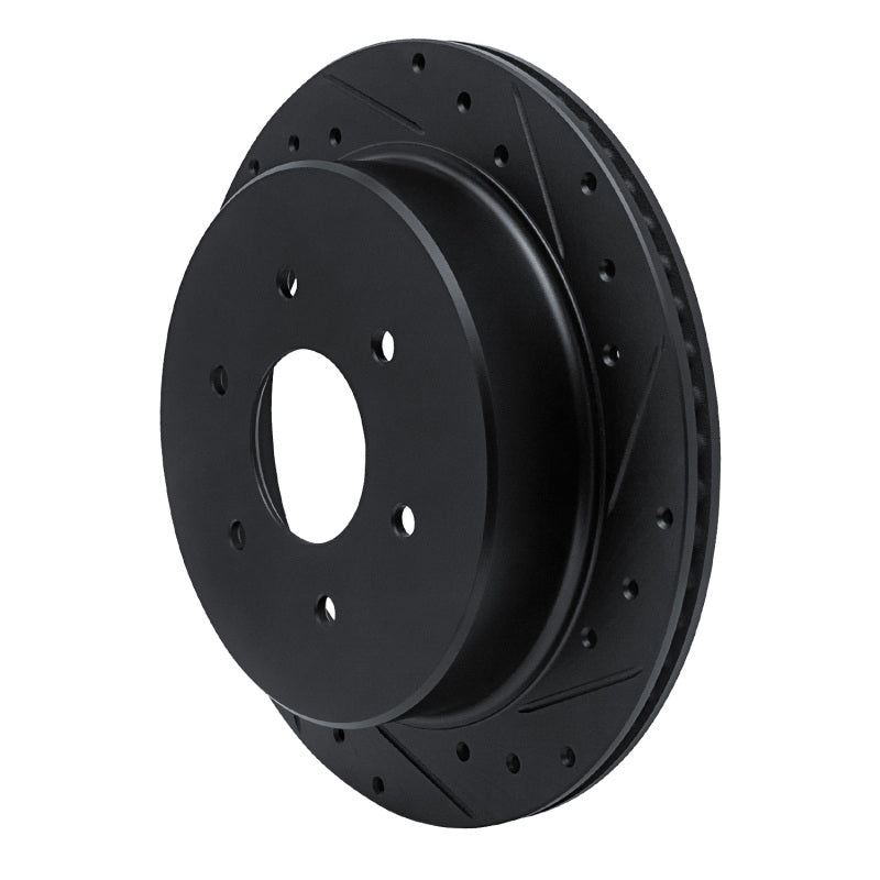 R1 Concepts R1 17-24 Nissan Titan Rear Right Drilled & Slotted Black Brake Rotor