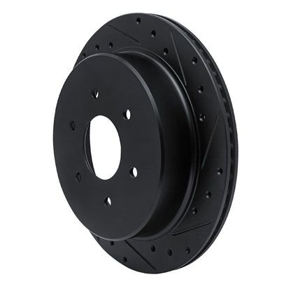 R1 Concepts R1 17-24 Nissan Titan Rear Right Drilled & Slotted Black Brake Rotor