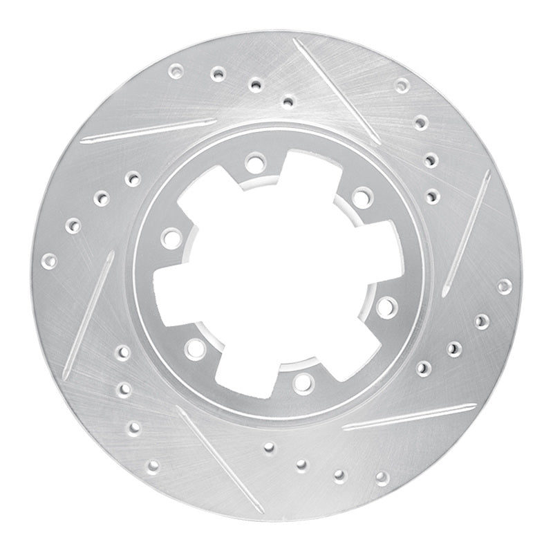 R1 Concepts R1 85-02 Nissan Pickup Hardbody Front Right Drilled & Slotted Silver Brake Rotor