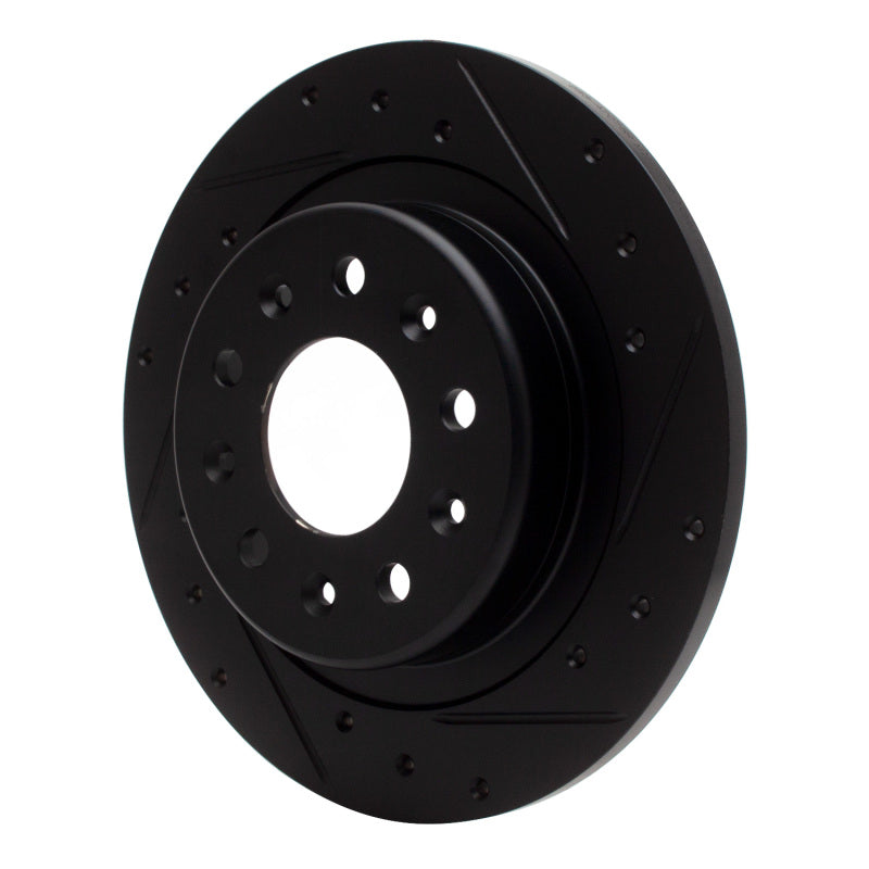 R1 Concepts R1 2016-2025 Buick LaCrosse Rear Right Drilled & Slotted Black Brake Rotor