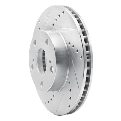 R1 Concepts R1 05-15 Toyota Tacoma Front Left Drilled & Slotted Silver Brake Rotor