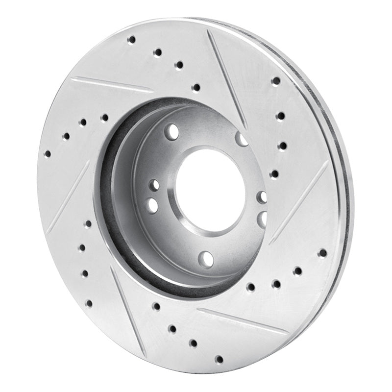 R1 Concepts R1 89-90 Nissan 300ZX Front Left Drilled & Slotted Silver Brake Rotor
