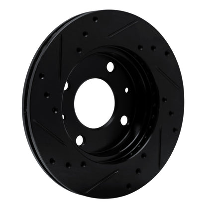 R1 Concepts R1 89-98 Hyundai Sonata Front Left Drilled & Slotted Black Brake Rotor