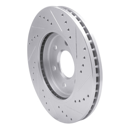 R1 Concepts R1 05-21 Nissan Frontier Front Left Drilled & Slotted Silver Brake Rotor