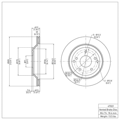 DFC 88-96 Chevrolet Corvette Rear GeoSPEC Coated Rotor