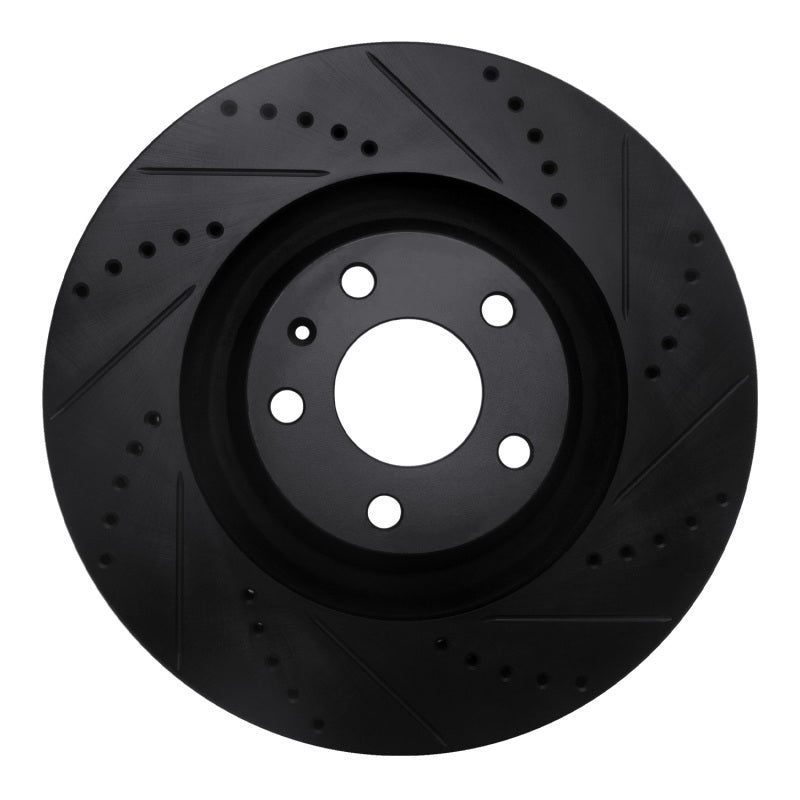 R1 Concepts R1 05-11 Audi A6 Quattro Front Right Drilled & Slotted Black Brake Rotor