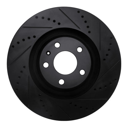 R1 Concepts R1 05-11 Audi A6 Quattro Front Right Drilled & Slotted Black Brake Rotor