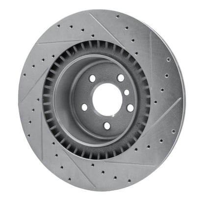 R1 Concepts R1 10-14 BMW X5 Rear Left Drilled & Slotted Silver Brake Rotor
