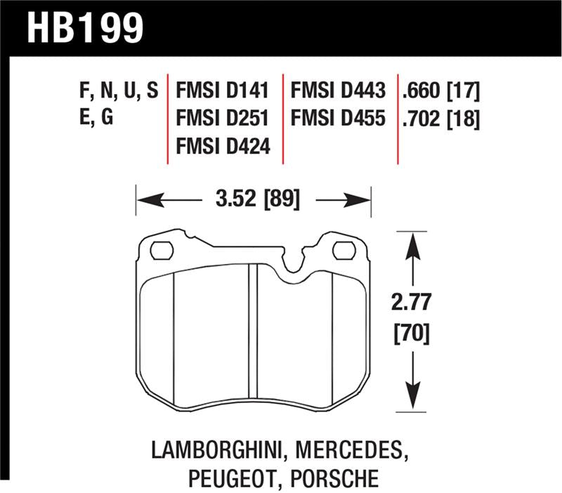 Hawk Performance Hawk 86-89 Mercedes 560SL / 77-88 Porsche 924 / 78-81 928 / 83-89 944 HT-10 Front Race Brake Pads
