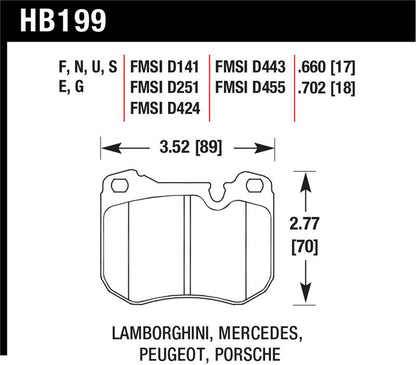 Hawk Performance Hawk 86-89 Mercedes 560SL / 77-88 Porsche 924 / 78-81 928 / 83-89 944 HT-10 Front Race Brake Pads