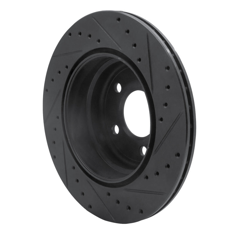 R1 Concepts R1 07-19 BMW X5 Rear Left Drilled & Slotted Black Brake Rotor