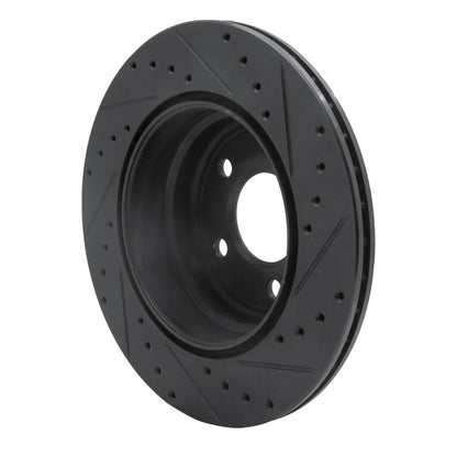 R1 Concepts R1 07-19 BMW X5 Rear Left Drilled & Slotted Black Brake Rotor