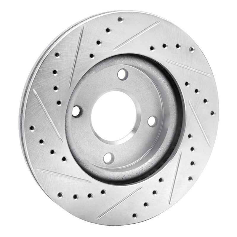 R1 Concepts R1 07-14 Nissan CUBE Front Right Drilled & Slotted Silver Brake Rotor