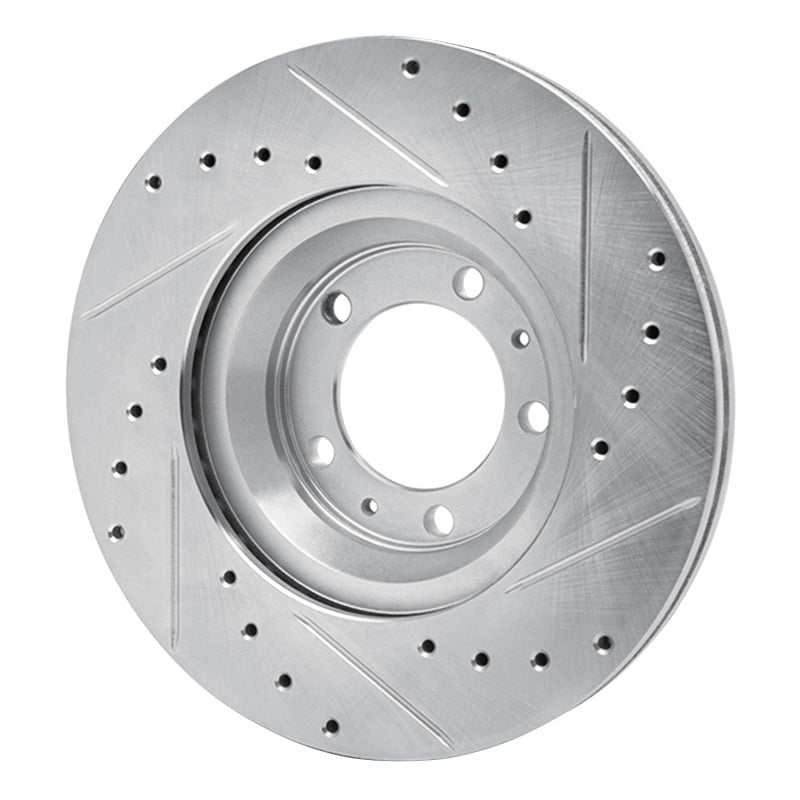 R1 Concepts R1 81-89 Alfa Romeo Milano Front Left Drilled & Slotted Silver Brake Rotor