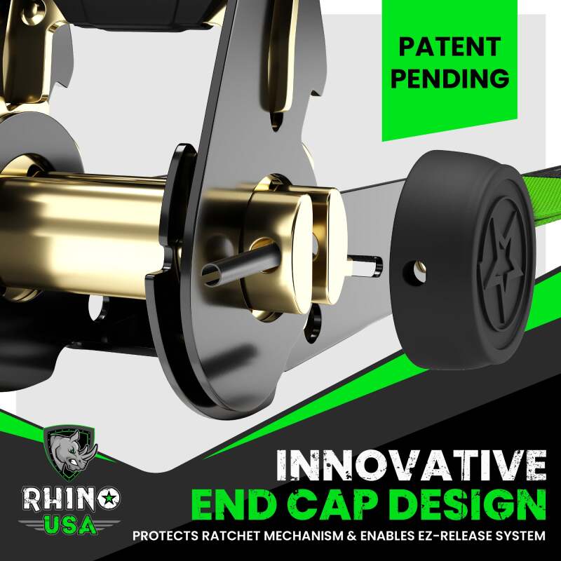 Rhino USA Medium Duty Ratchet Strap Tie-Down 4-Pack (Green)