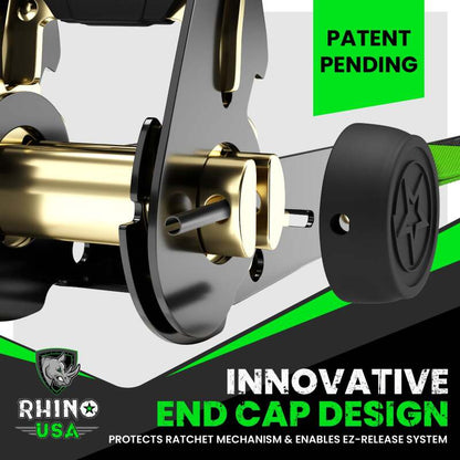 Rhino USA Medium Duty Ratchet Strap Tie-Down 4-Pack (Green)