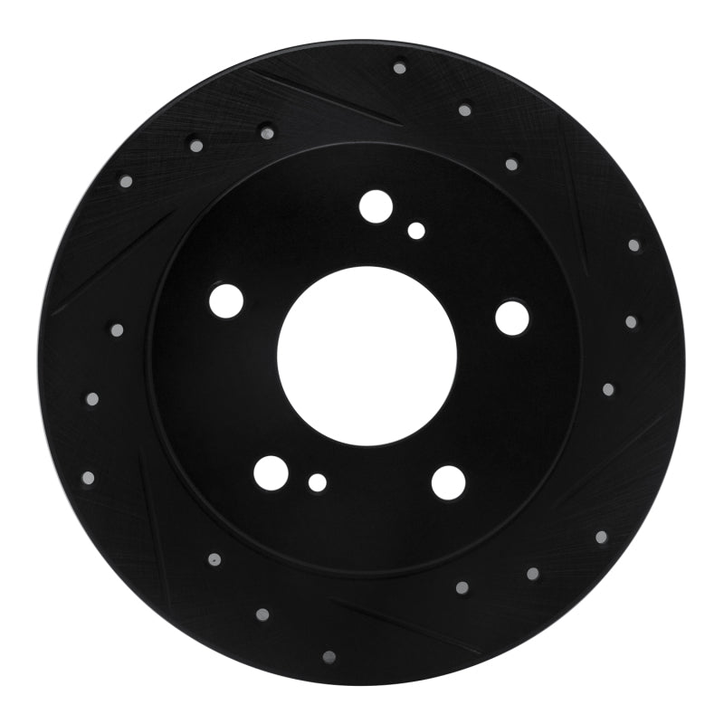 R1 Concepts R1 94-98 Nissan 240SX Rear Right Drilled & Slotted Black Brake Rotor