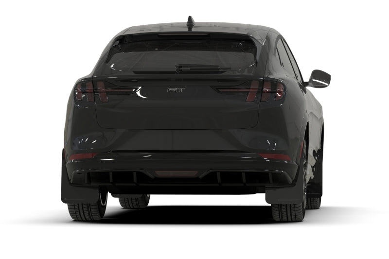 Rally Armor 21-26 Ford Mustang Mach-E/GT/Rally Black Mud Flap w/White Logo