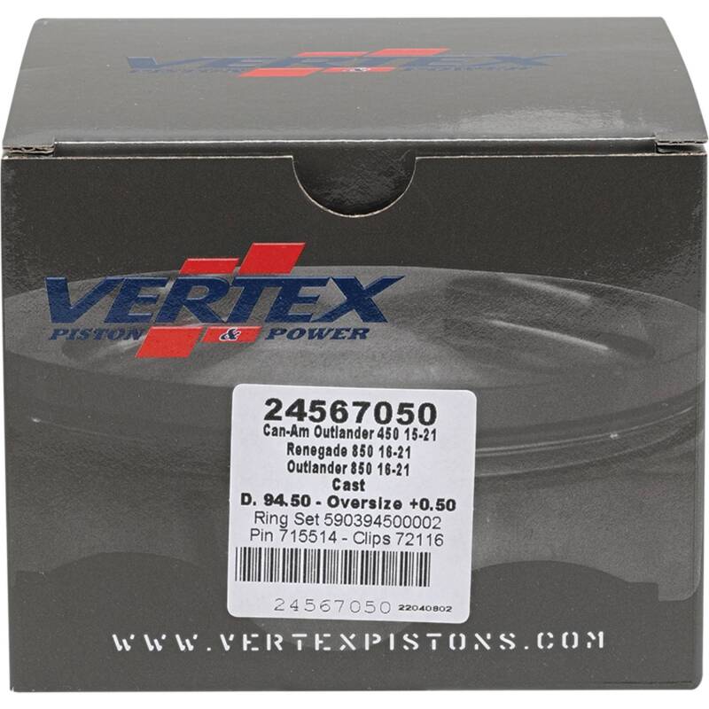 Vertex Pistons Vertex Piston 17-21 Can-Am Outlander 450 4x4 450cc +0.50mm Oversized Cast Replica Piston Kit