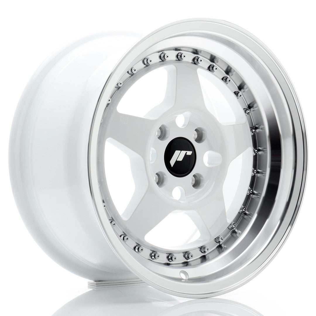 JR Wheels JR615804H2567WL1 JR Wheels JR6 15x8 ET25 4x100 White w/ Machined Lip
