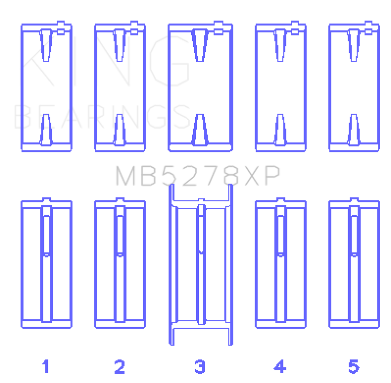 King Engine Bearings King Ford 140Cl 2.3L L4 (Size 0.25 Oversized) Performance Main Bearing Set (Set of 5)