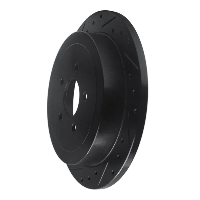 R1 Concepts R1 03-11 Lincoln Town Car Rear Left Drilled & Slotted Black Brake Rotor