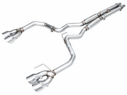 AWE Tuning AWE 2024 Ford Mustang Dark Horse S650 RWD Track Edition Cat-Back Exhaust w/ Quad Chrome Silver Tips