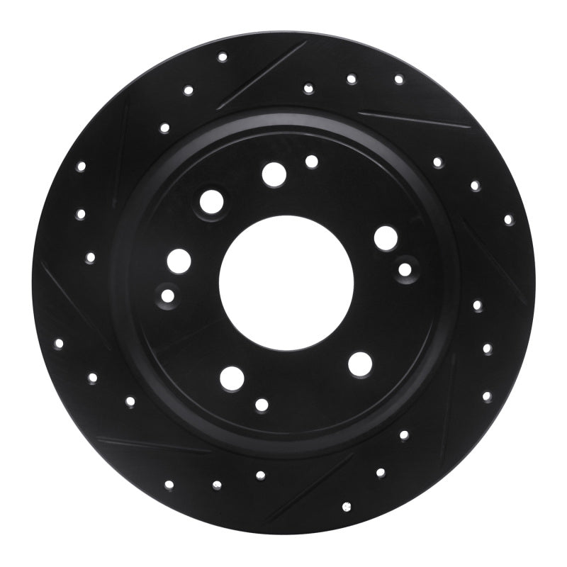 R1 Concepts R1 91-99 Acura Legend Rear Left Drilled & Slotted Black Brake Rotor