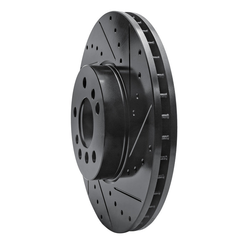 R1 Concepts R1 00-06 BMW X5 Front Right Drilled & Slotted Black Brake Rotor