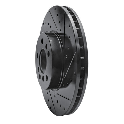 R1 Concepts R1 00-06 BMW X5 Front Right Drilled & Slotted Black Brake Rotor