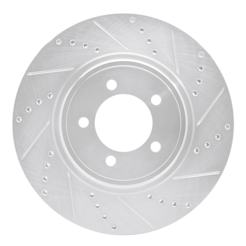 R1 Concepts R1 03-05 Lincoln AVIATOR Front Right Drilled & Slotted Silver Brake Rotor