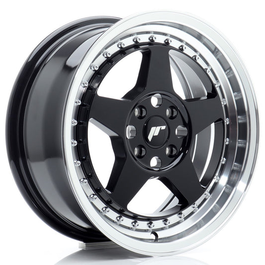 JR Wheels JR616704H3567GBL1 JR Wheels JR6 16x7 ET35 4x100 Gloss Black w/ Machined Lip