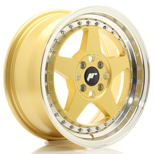 JR Wheels JR616704H3567GDL1 JR Wheels JR6 16x7 ET35 4x100 Gold w/ Machined Lip