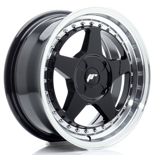 JR Wheels JR616704X2067GBL1 JR Wheels JR6 16x7 ET20-35 4H BLANK Gloss Black w/ Machined Lip