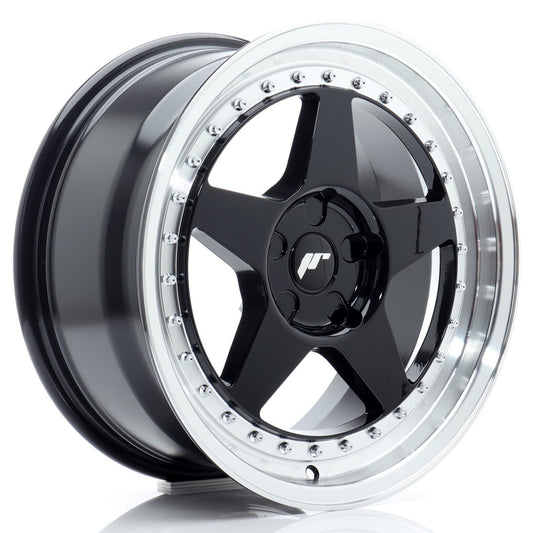 JR Wheels JR617805X2072GBL1 JR Wheels JR6 17x8 ET20-35 5H BLANK Gloss Black w/ Machined Lip
