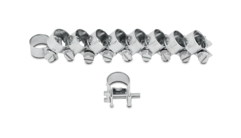 Vibrant Fuel Injector Style Mini Hose Clamps 14-16mm clamping range Pk of 10 Zinc Plated Mild Steel