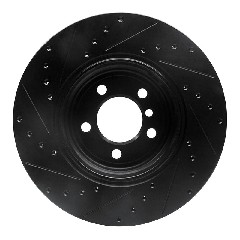 R1 Concepts R1 02-05 BMW 745LI Rear Right Drilled & Slotted Black Brake Rotor