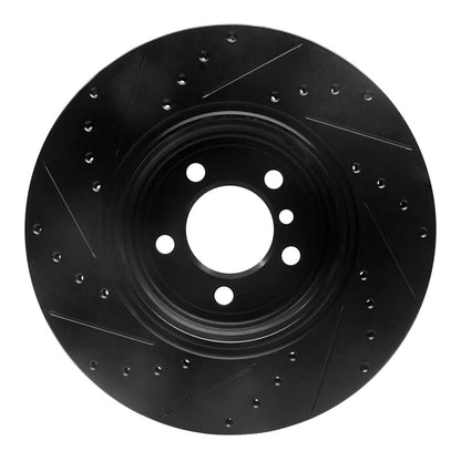 R1 Concepts R1 02-05 BMW 745LI Rear Right Drilled & Slotted Black Brake Rotor