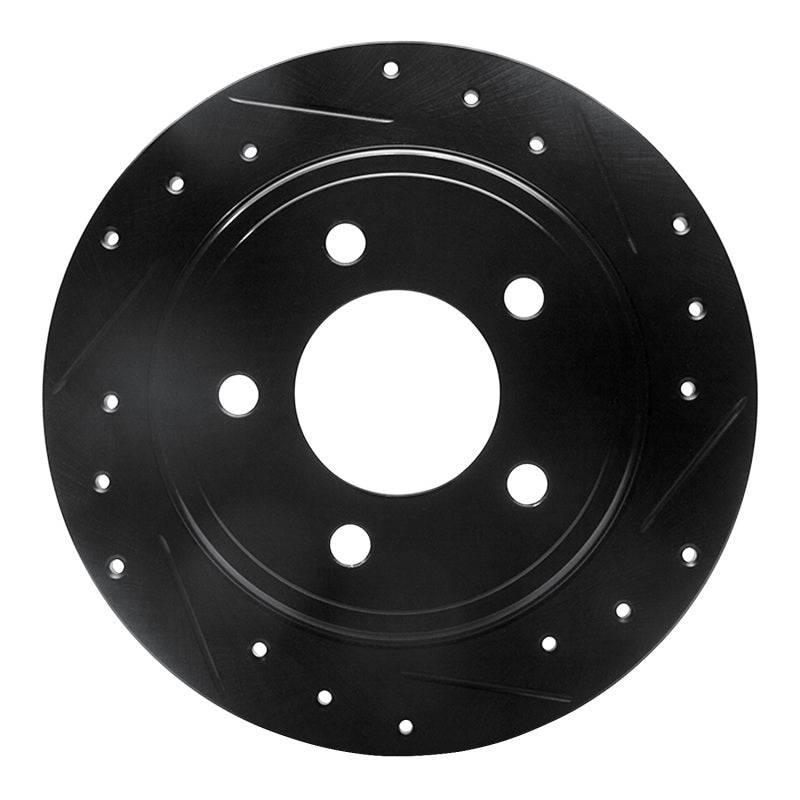 R1 Concepts R1 93-04 Chrysler LHS Rear Right Drilled & Slotted Black Brake Rotor