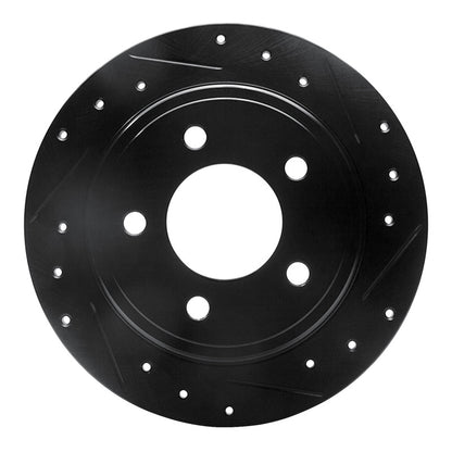 R1 Concepts R1 93-04 Chrysler LHS Rear Right Drilled & Slotted Black Brake Rotor