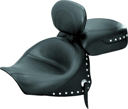 Mustang Motorcycle Mustang 03-08 Kawasaki Vulcan 1600 Classic,05-08 Nomad Tour 2PC Seat w/Driver Backrest Studs - Black