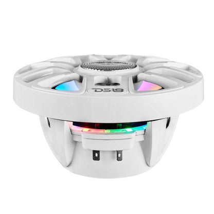 DS18 Marine 8in 2-Way 175 Watts RMS 4 ohm Digital LED Lights Bullet Tweeter Covers Included White