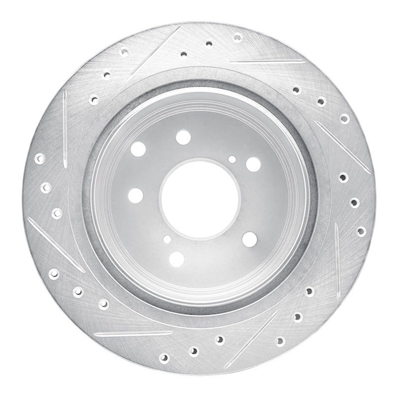 R1 Concepts R1 93-01 Infiniti Q45 Rear Right Drilled & Slotted Silver Brake Rotor