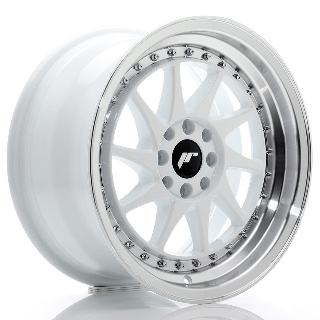 JR Wheels JR2616808H2567WL1 JR Wheels JR26 16x8 ET25 4x100/108 White w/ Machined Lip