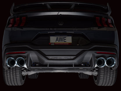 AWE Tuning AWE 2024 Ford Mustang Dark Horse S650 RWD Track Edition Cat-Back Exhaust w/ Quad Chrome Silver Tips