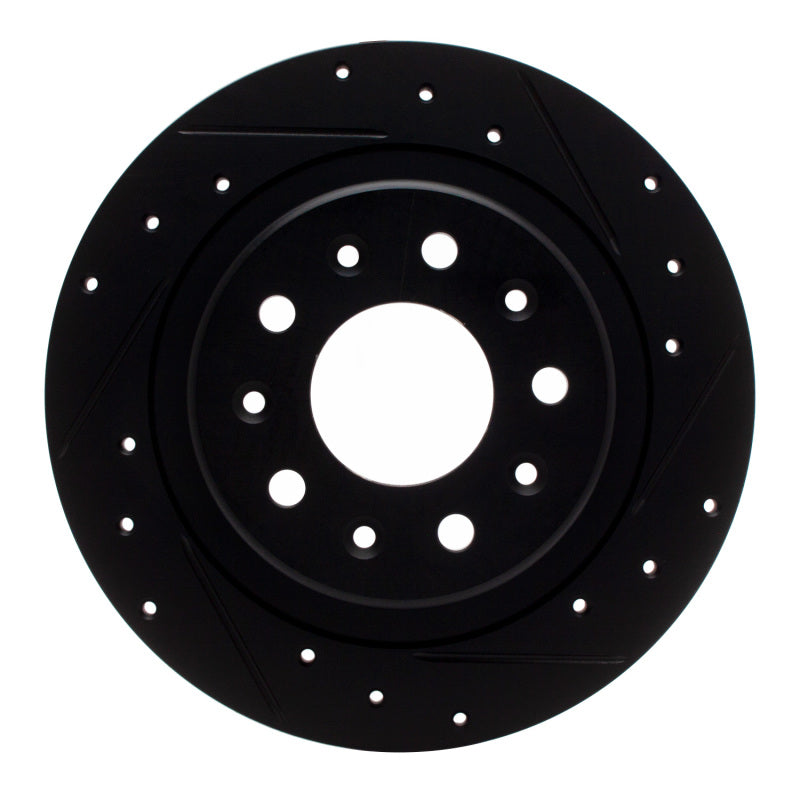 R1 Concepts R1 2016-2025 Buick LaCrosse Rear Right Drilled & Slotted Black Brake Rotor