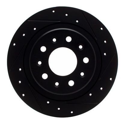 R1 Concepts R1 2016-2025 Buick LaCrosse Rear Right Drilled & Slotted Black Brake Rotor