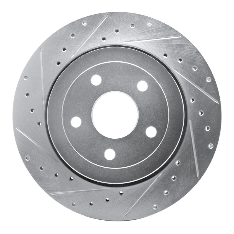 R1 Concepts R1 06-10 Jeep Grand Cherokee Rear Left Drilled & Slotted Silver Brake Rotor