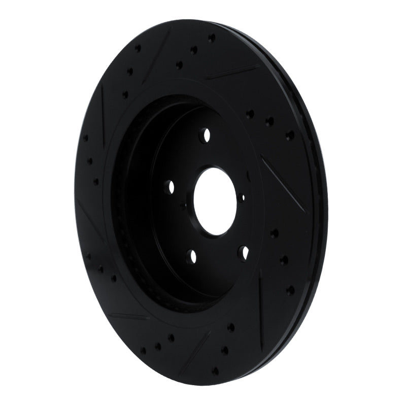 R1 Concepts R1 15-25 Subaru Outback Rear Right Drilled & Slotted Black Brake Rotor