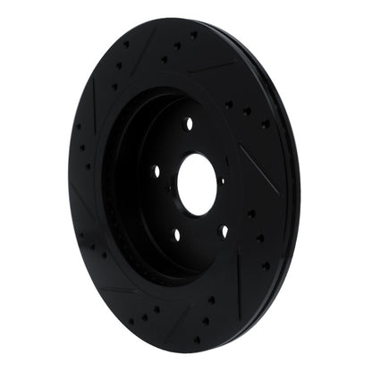 R1 Concepts R1 15-25 Subaru Outback Rear Right Drilled & Slotted Black Brake Rotor